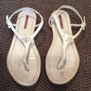Prada White Patent Leather Sandals